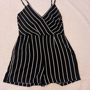 Black and White Striped Romper